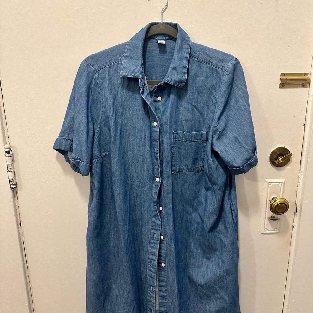 Old Navy Denim Button-Down Shirt Dress - Blue